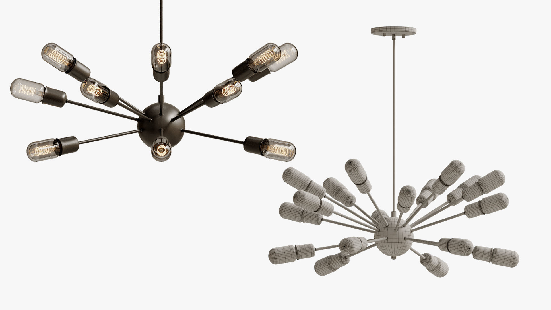 Hanging lamp loft industrial sputnik chandelier elliptical  3D model_5