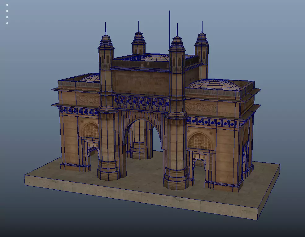 Gateway of India Low Poly 3D Model Optimized  Low-poly 3D model_7