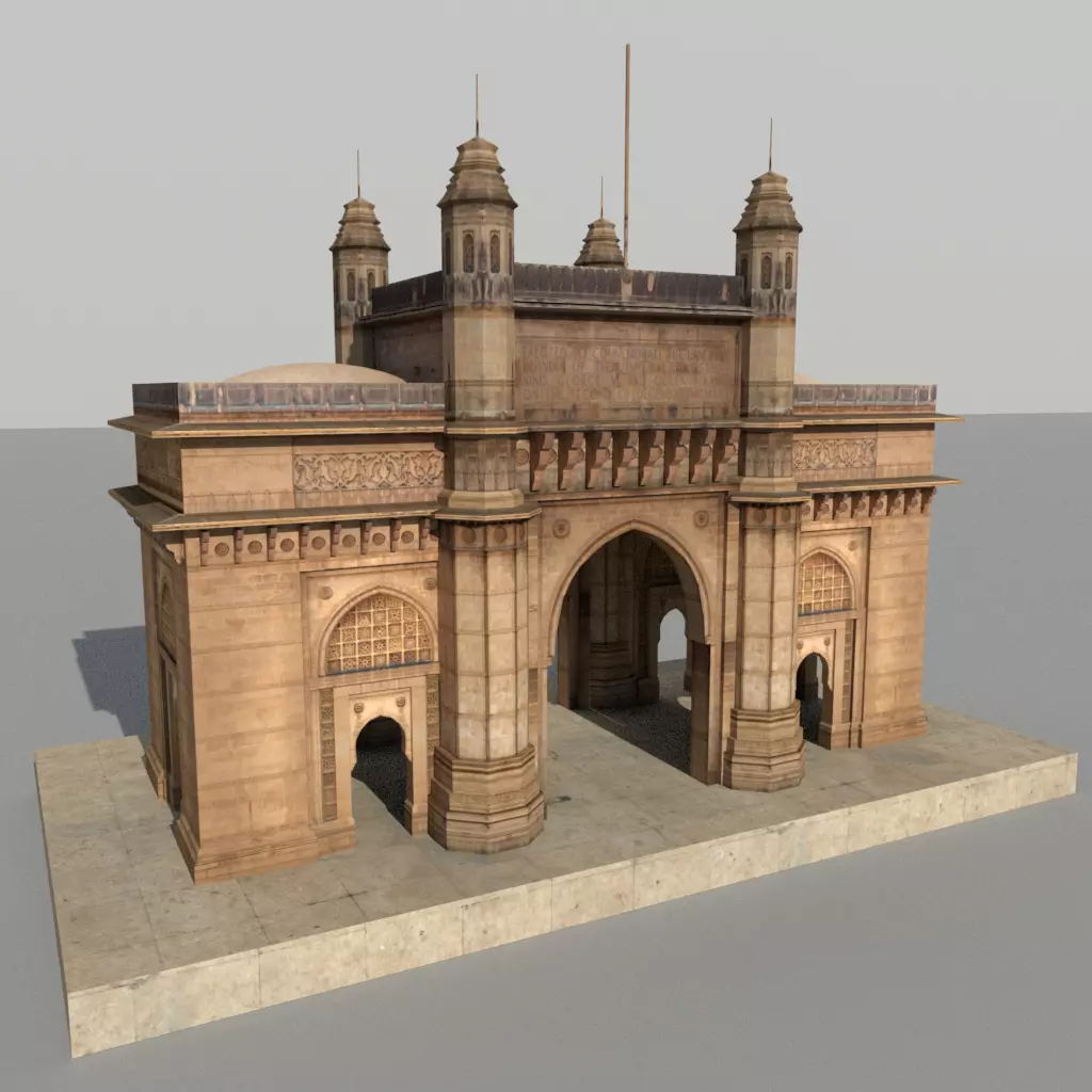Gateway of India Low Poly 3D Model Optimized  Low-poly 3D model_4