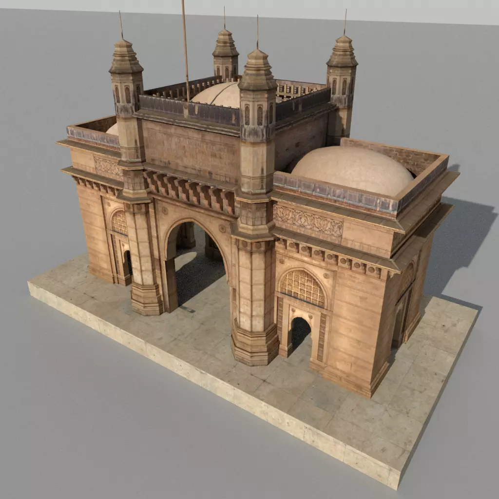 Gateway of India Low Poly 3D Model Optimized  Low-poly 3D model_2