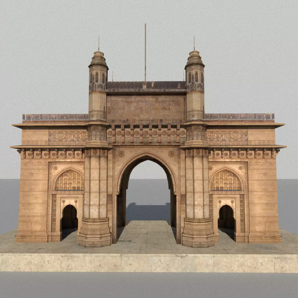 Gateway of India Low Poly 3D Model Optimized  Low-poly 3D model_1