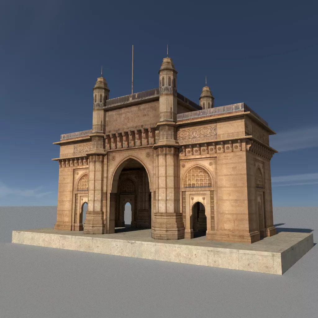 Gateway of India Low Poly 3D Model Optimized  Low-poly 3D model_0