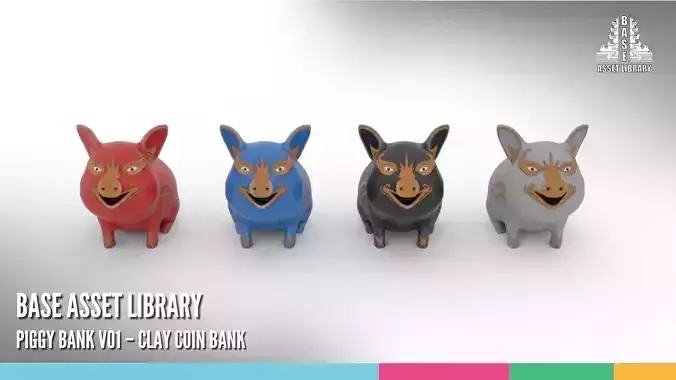 Piggy Bank V01 Clay Coin Bank 3D model