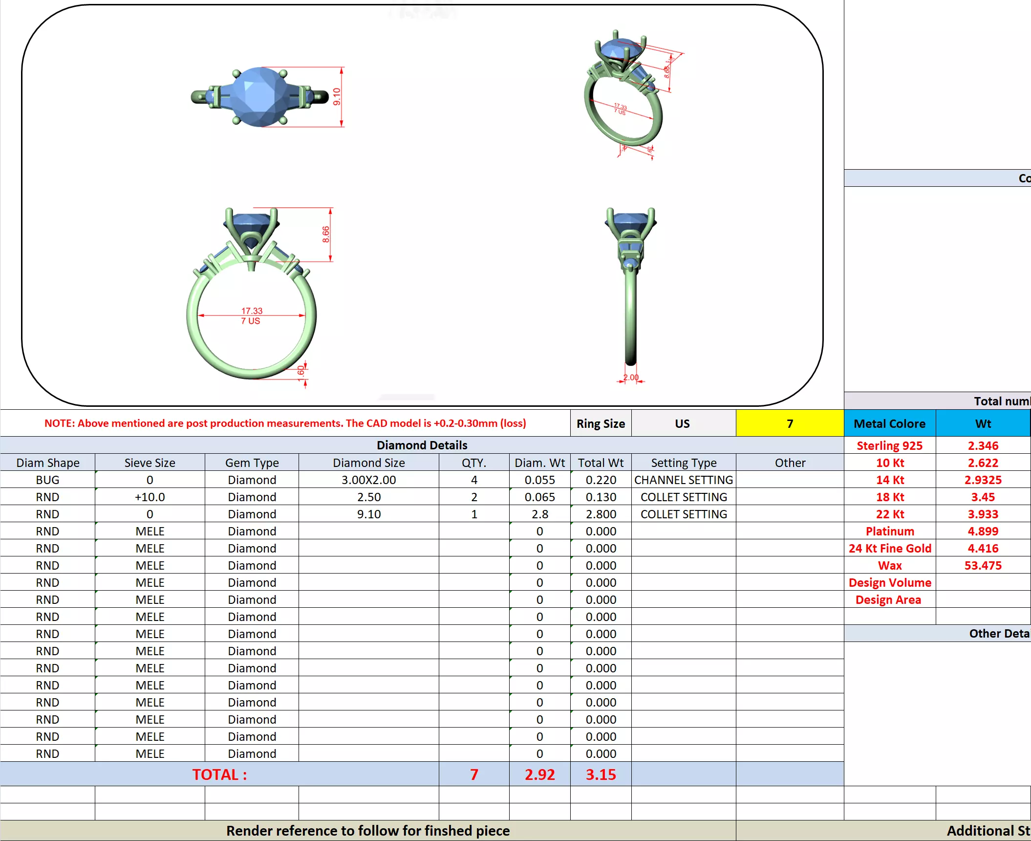 Round and Baguette Diamond Engagement Ring 3DM STL Video 3D print model_13