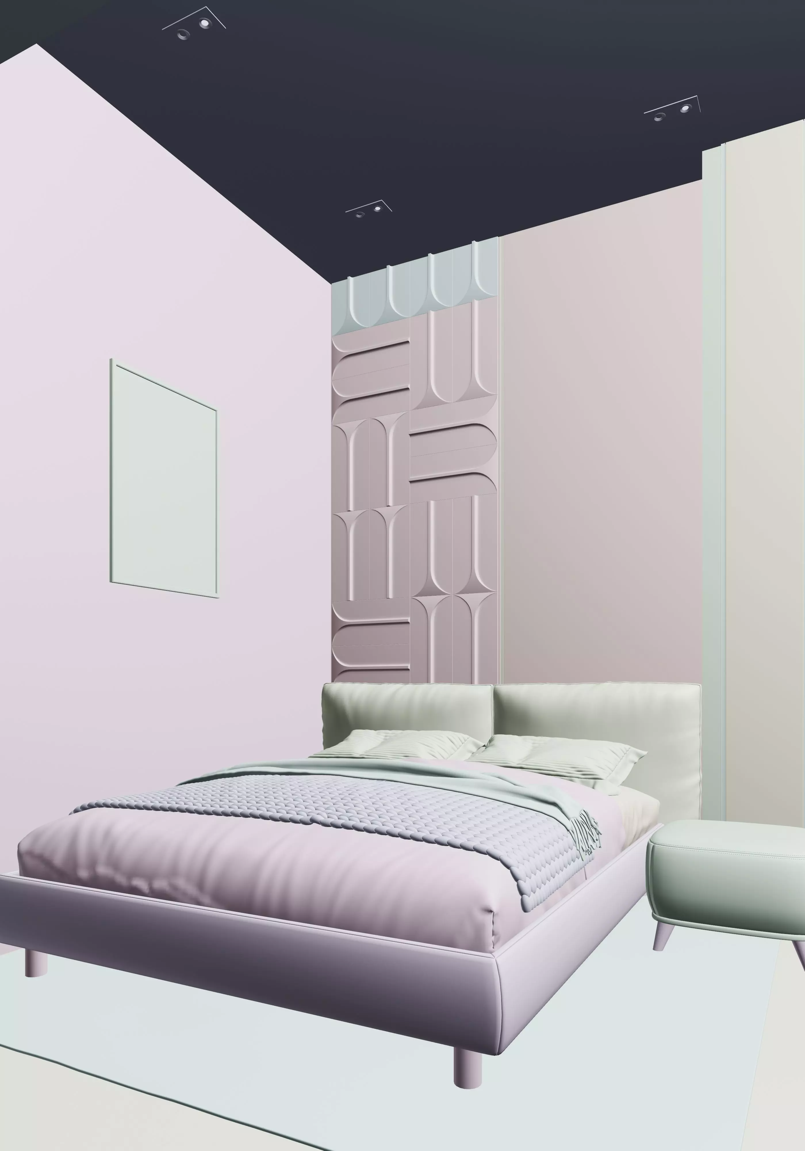 modern bedroom and bathroom 3D model_12