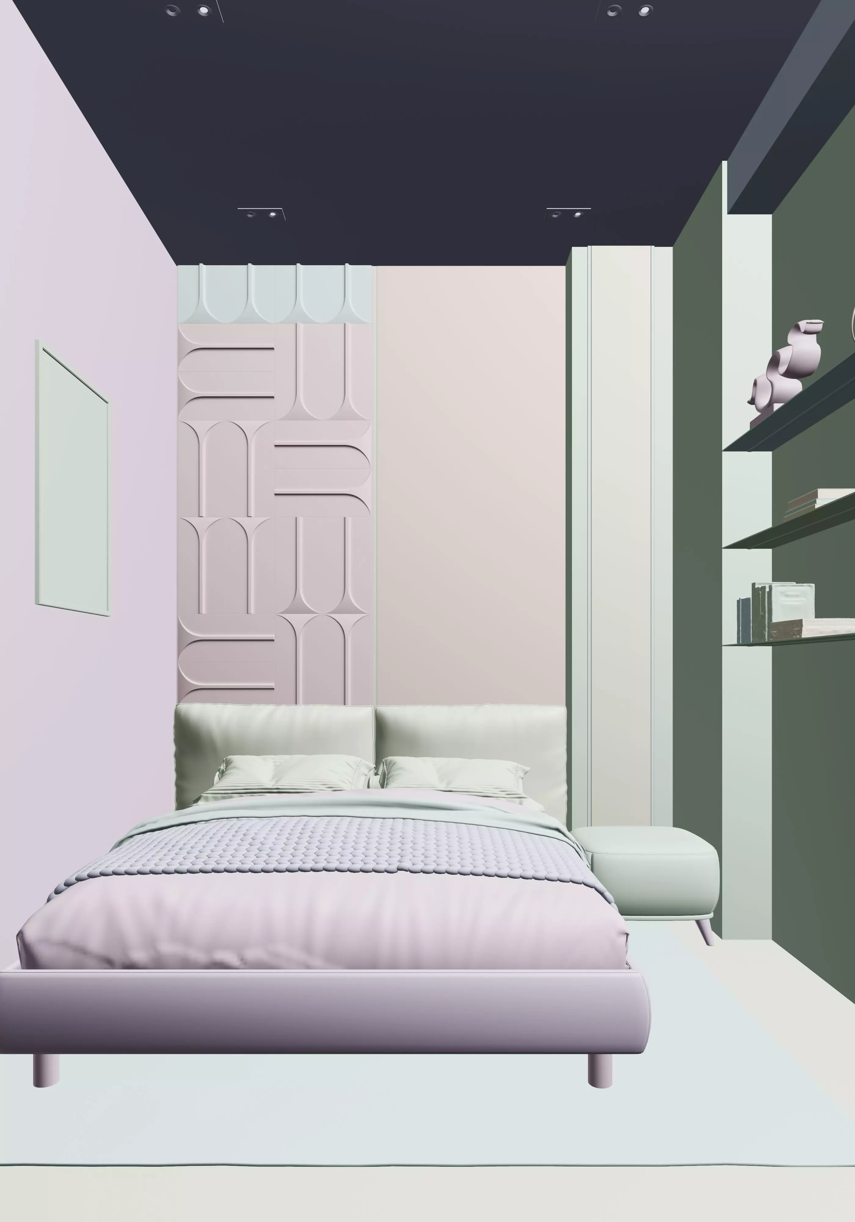 modern bedroom and bathroom 3D model_10