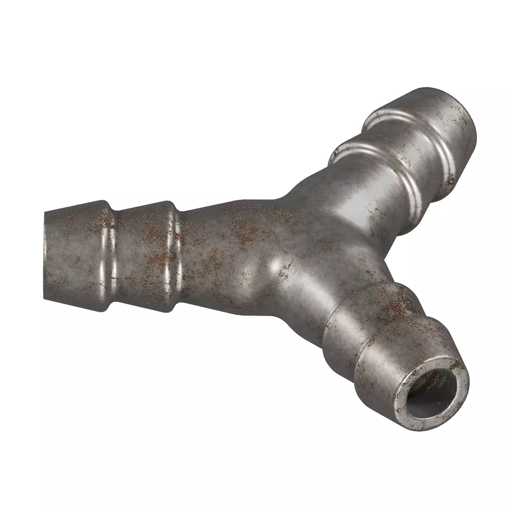 Rusty Steel Hose Connector 3D model_0