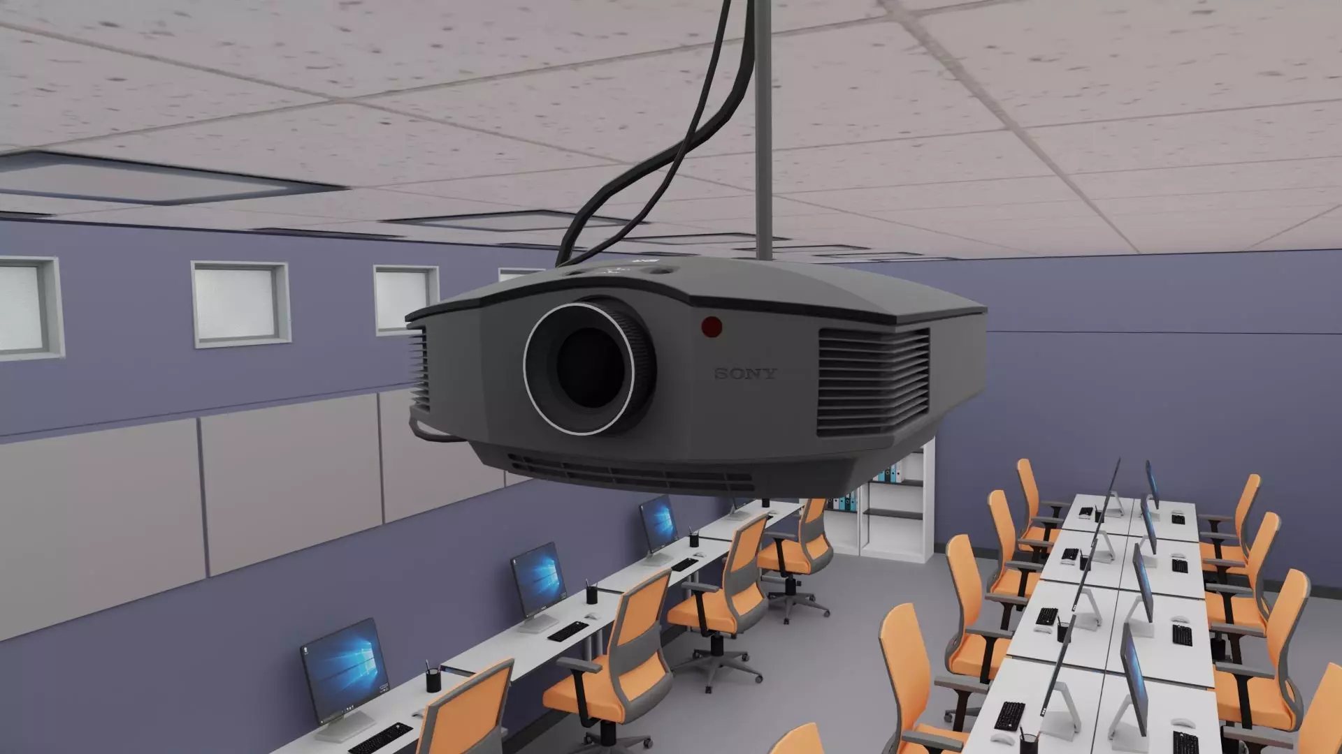 School  Office Computer Lab 3D Model  Low Poly PBR Textures Low-poly 3D model_2