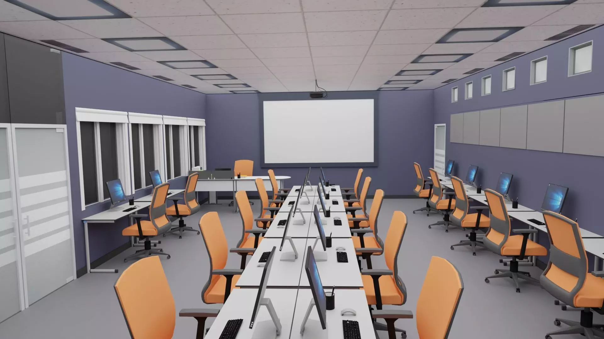 School  Office Computer Lab 3D Model  Low Poly PBR Textures Low-poly 3D model_0