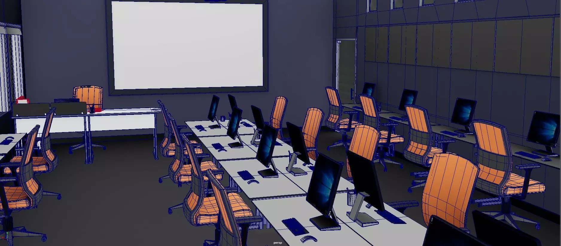 School  Office Computer Lab 3D Model  Low Poly PBR Textures Low-poly 3D model_4