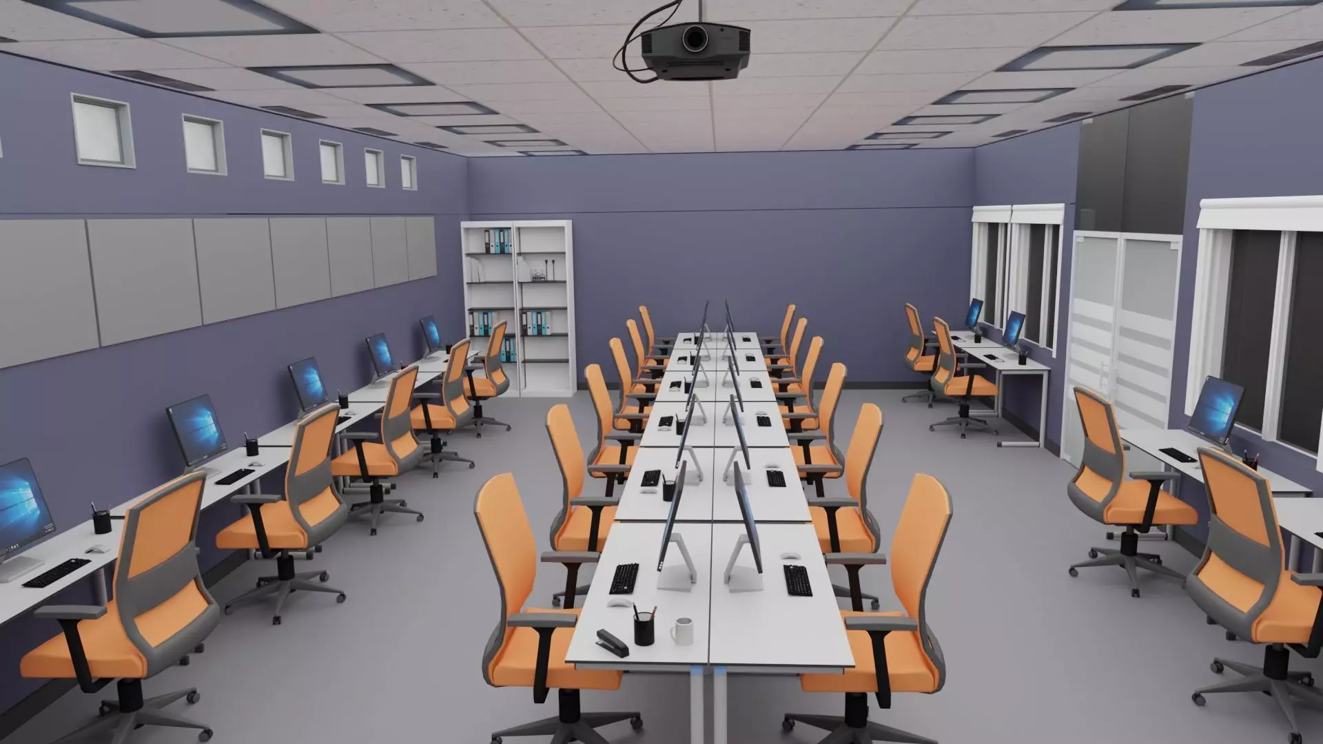 School  Office Computer Lab 3D Model  Low Poly PBR Textures Low-poly 3D model_1