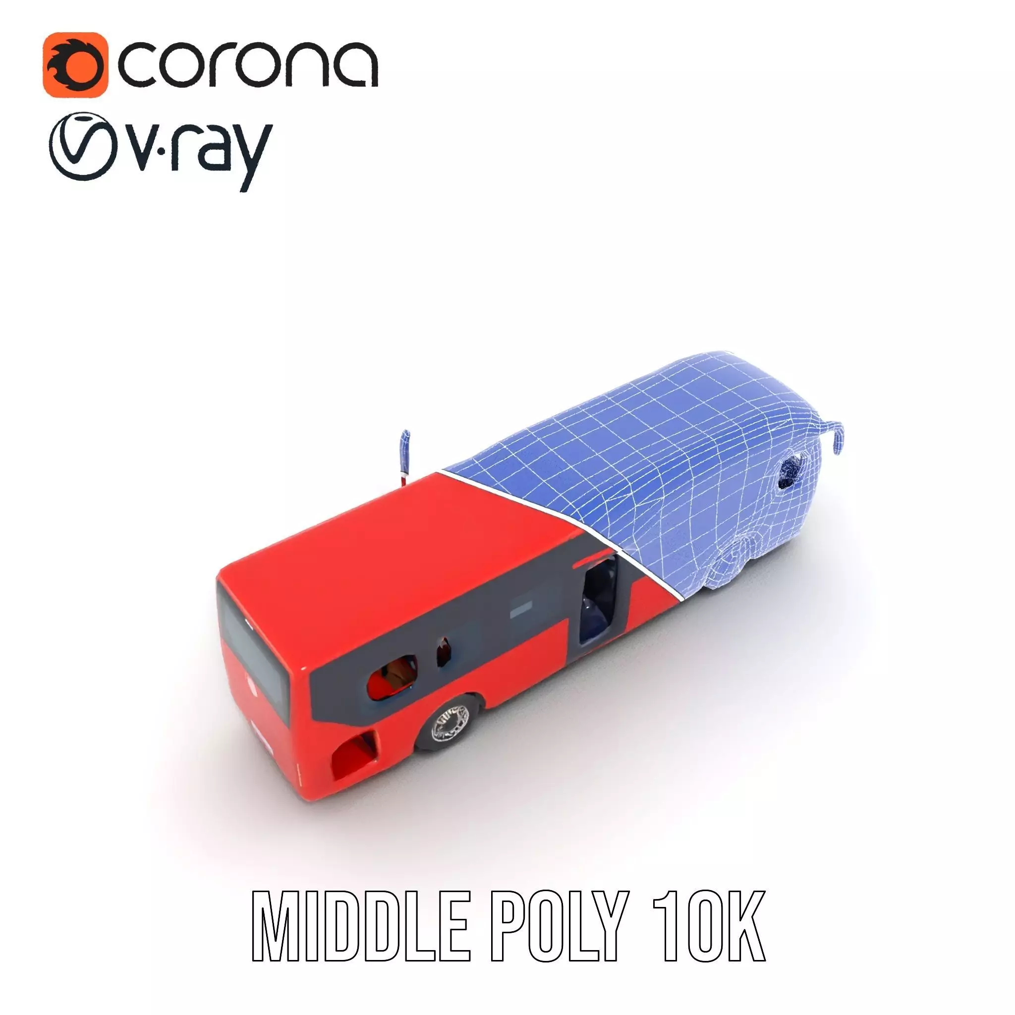 Red Urban Bus model pack Low-poly 3D model_21