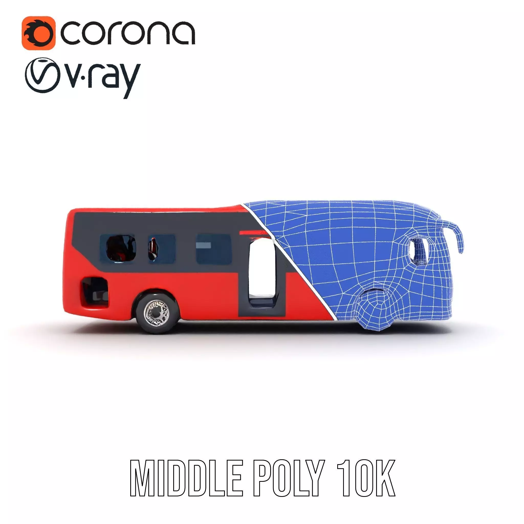 Red Urban Bus model pack Low-poly 3D model_26