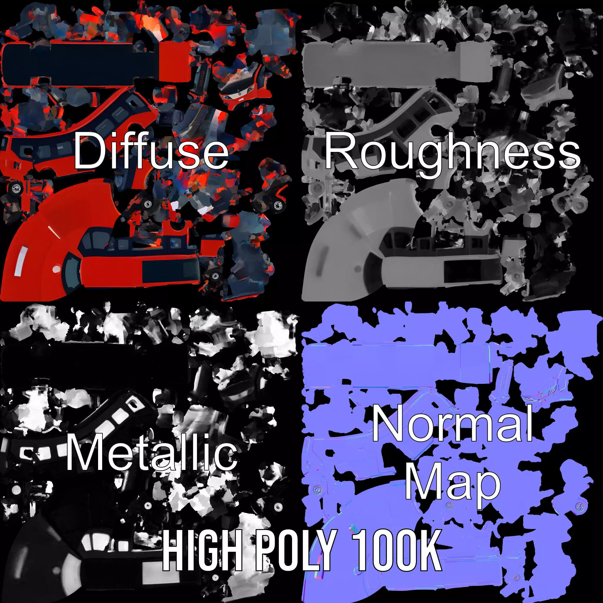 Red Urban Bus model pack Low-poly 3D model_3