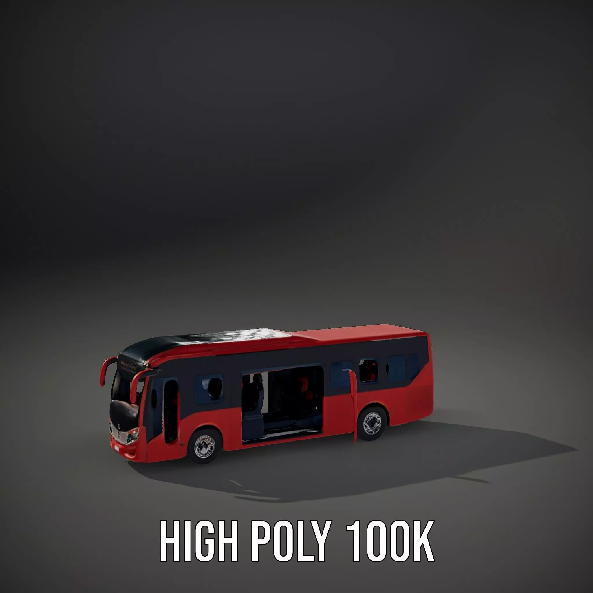 Red Urban Bus model pack Low-poly 3D model_10