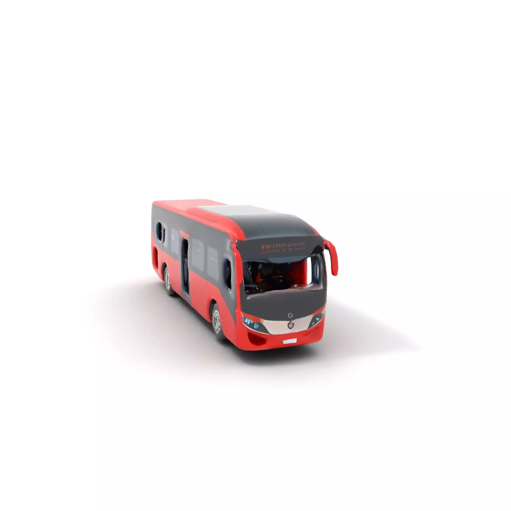Red Urban Bus model pack Low-poly 3D model_13