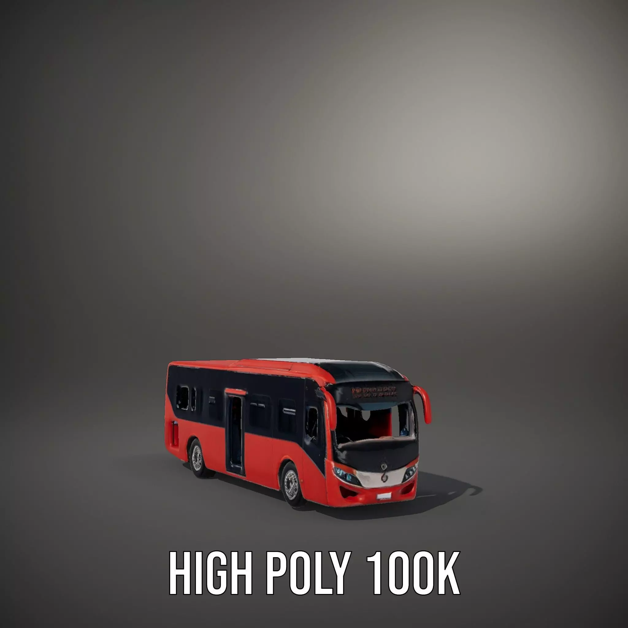 Red Urban Bus model pack Low-poly 3D model_8