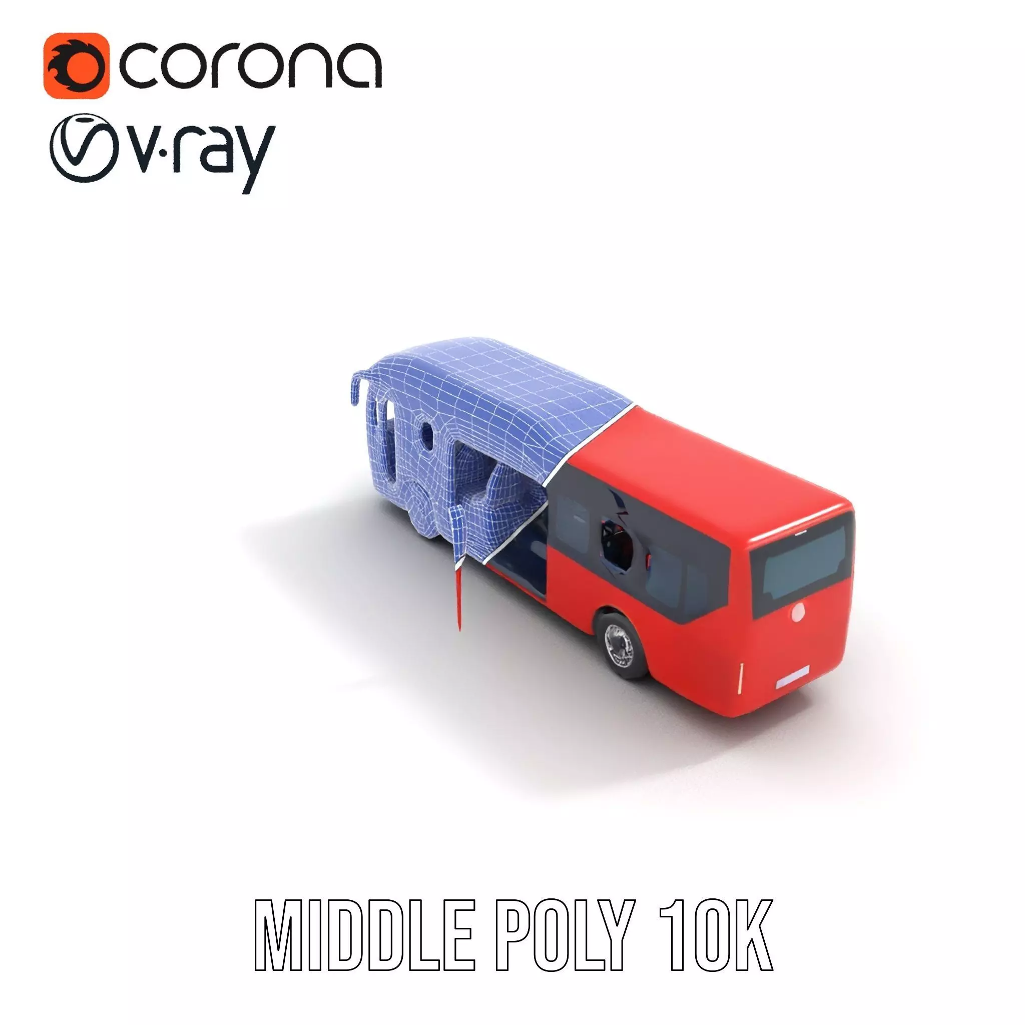 Red Urban Bus model pack Low-poly 3D model_23