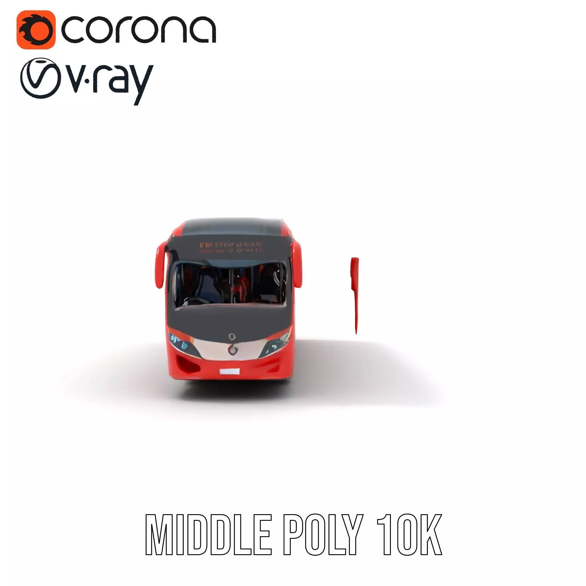 Red Urban Bus model pack Low-poly 3D model_6