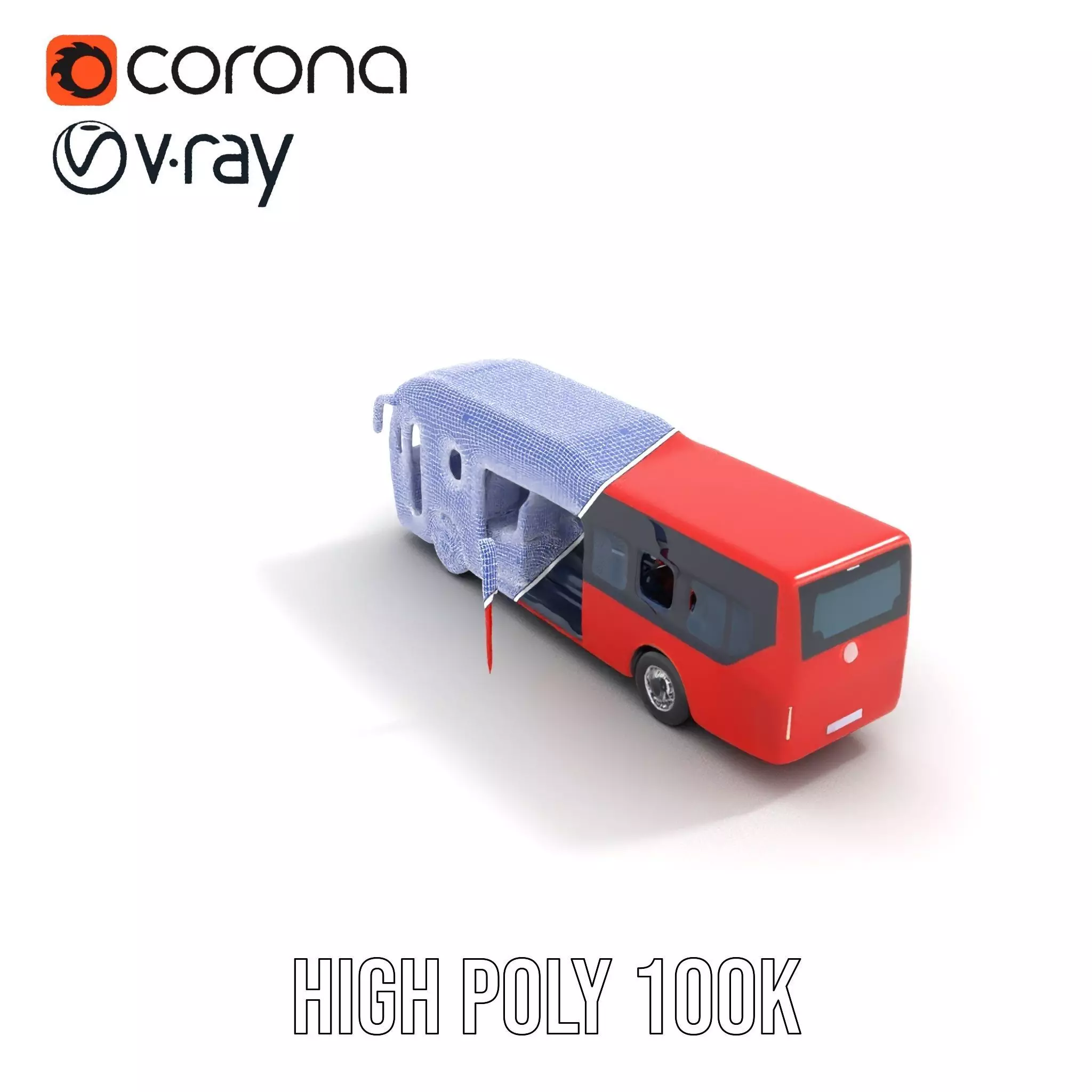 Red Urban Bus model pack Low-poly 3D model_32