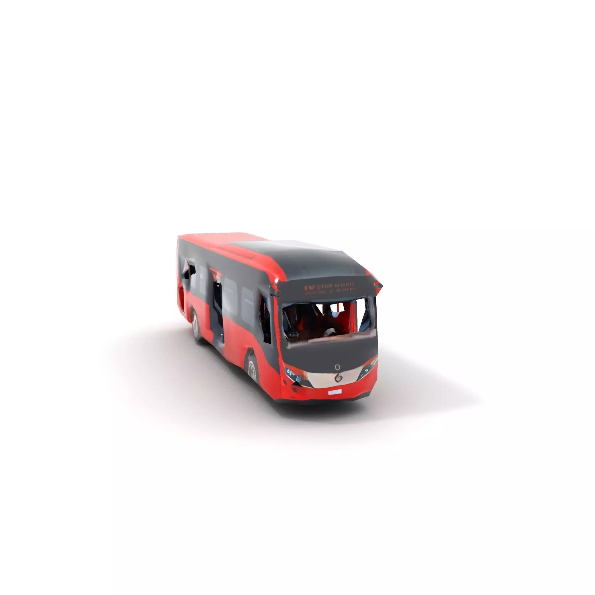Red Urban Bus model pack Low-poly 3D model_19