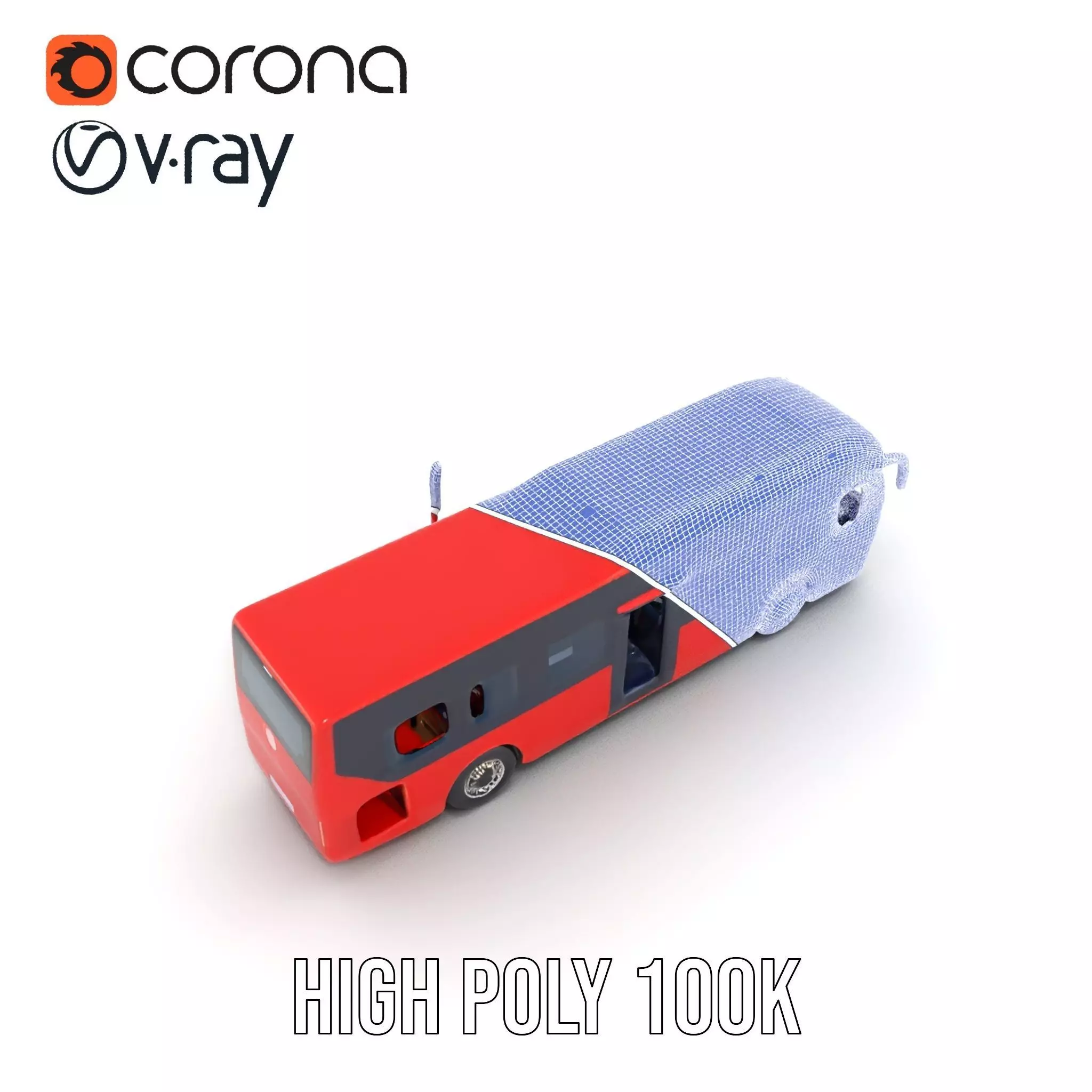 Red Urban Bus model pack Low-poly 3D model_33