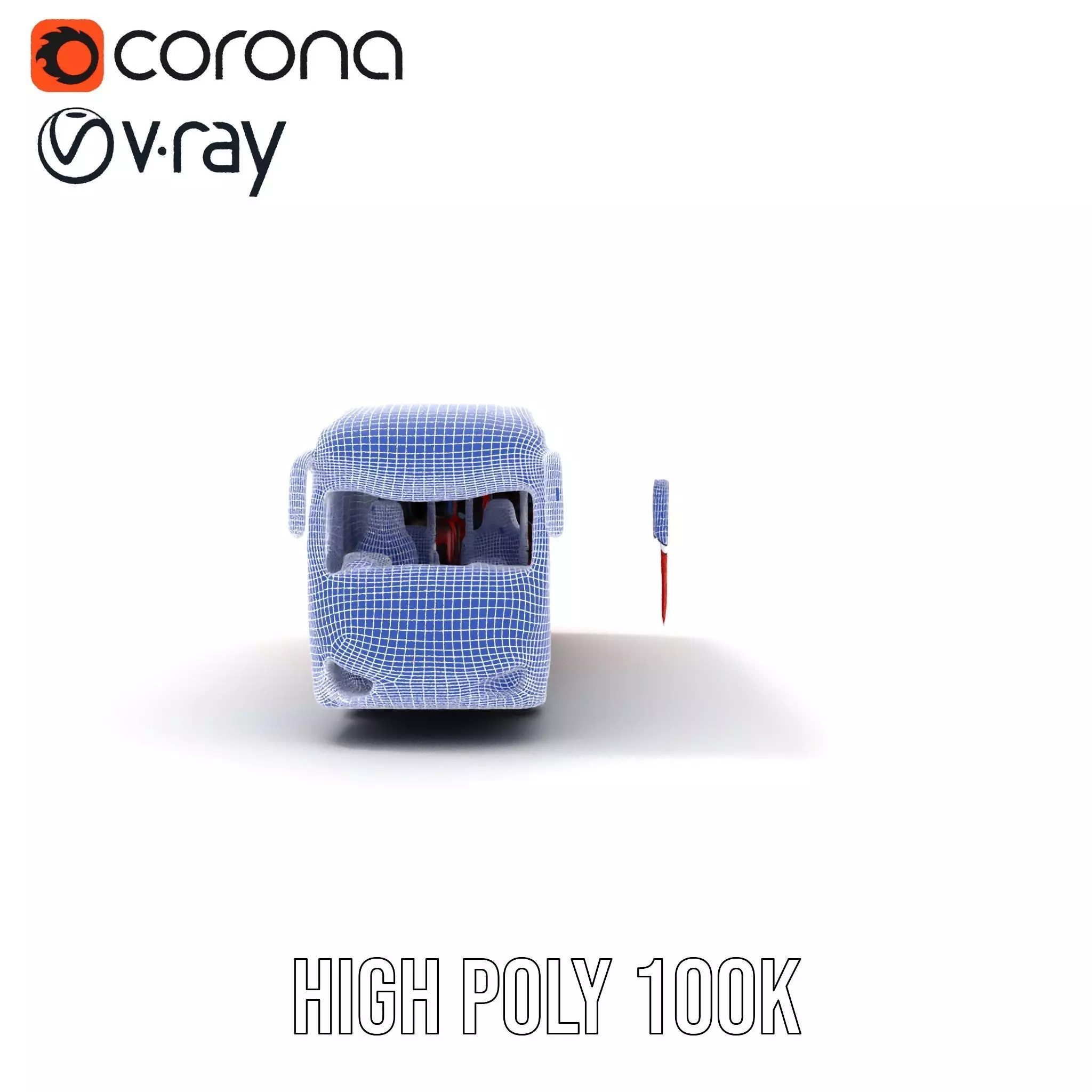 Red Urban Bus model pack Low-poly 3D model_31