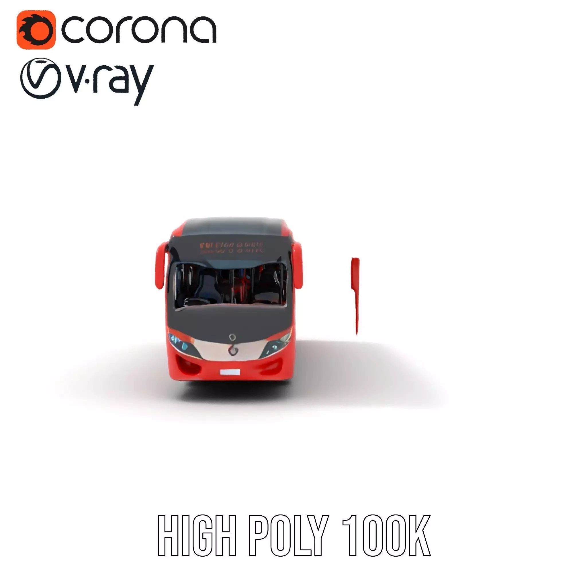 Red Urban Bus model pack Low-poly 3D model_25