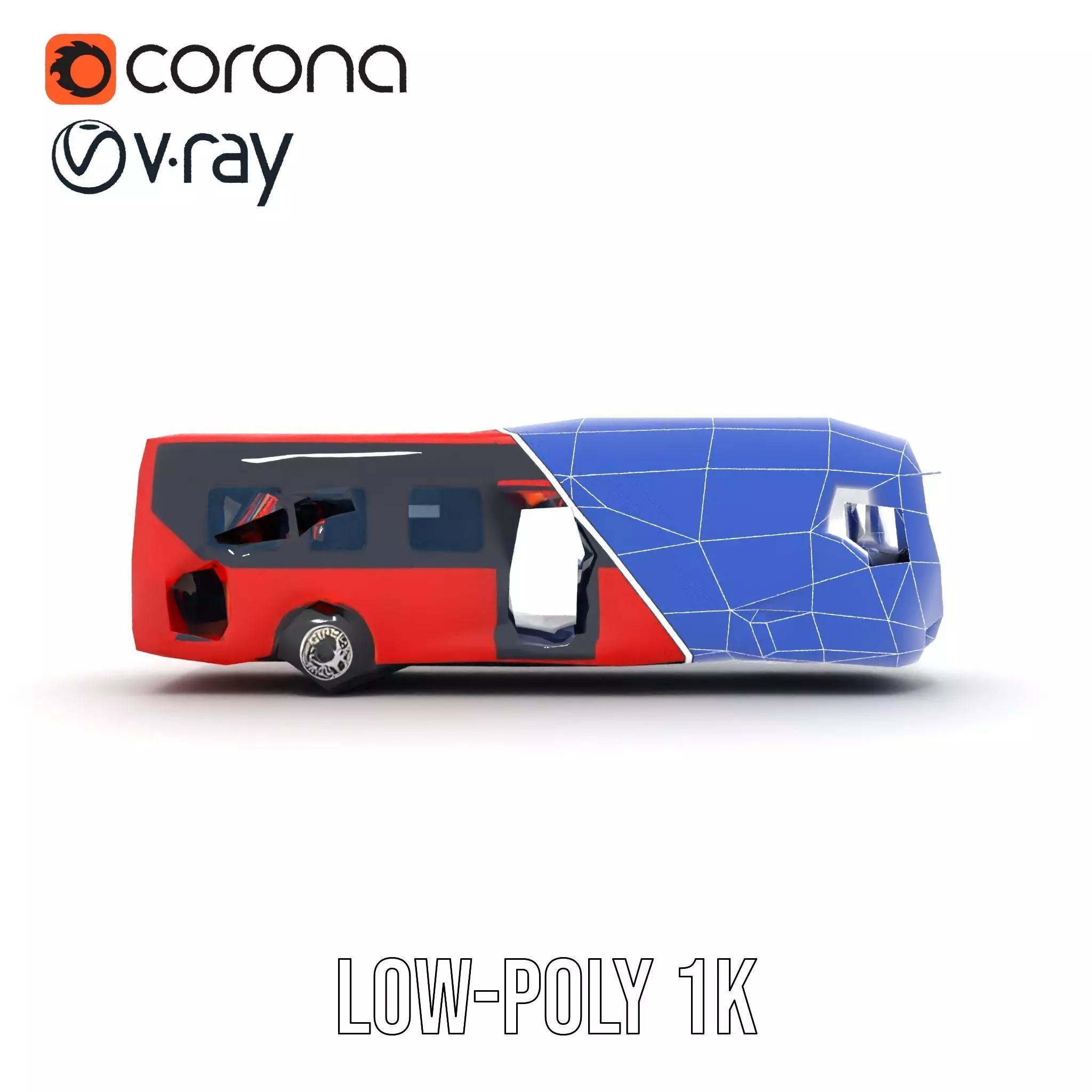 Red Urban Bus model pack Low-poly 3D model_24
