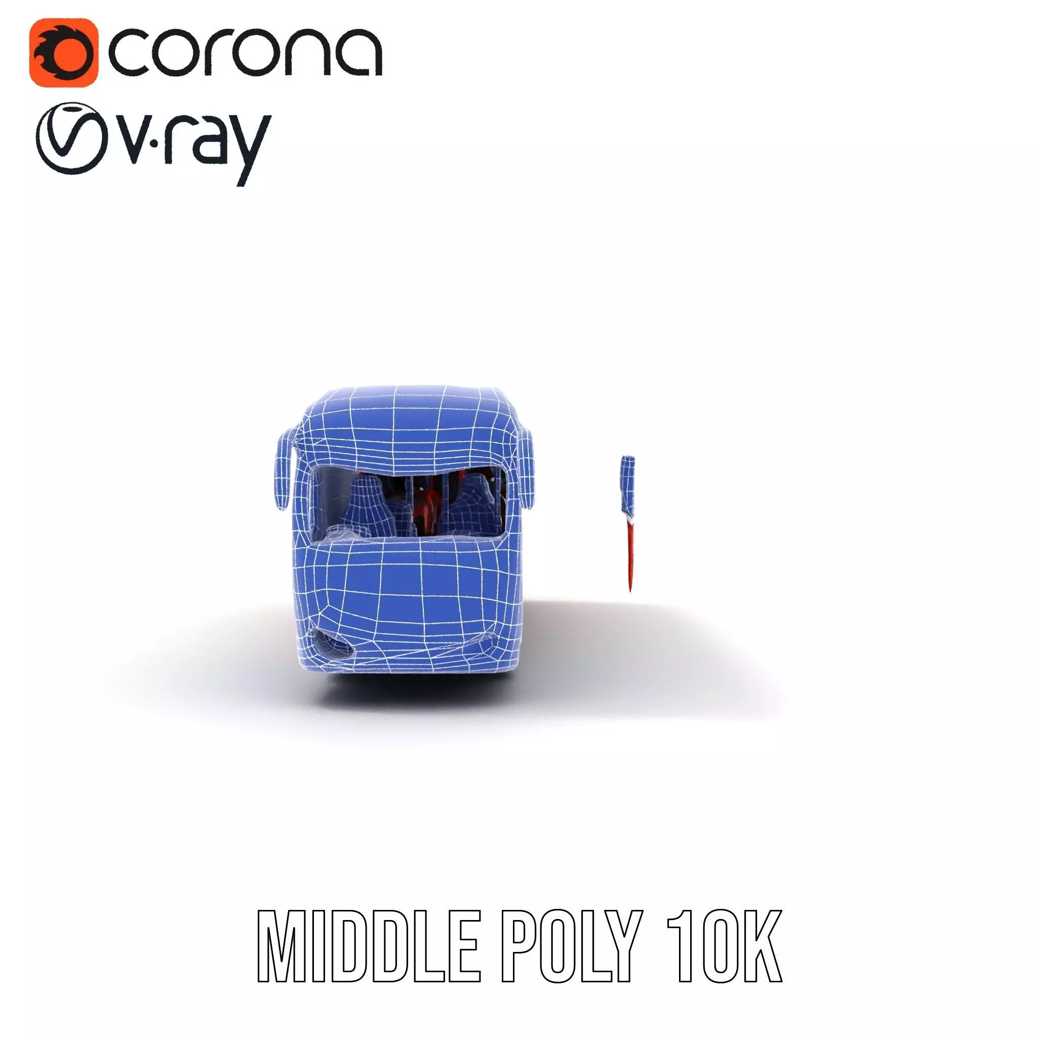 Red Urban Bus model pack Low-poly 3D model_29