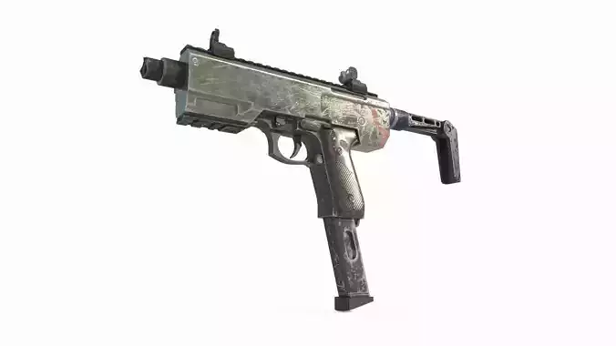 Future sci-fi wasteland style submachine gun
