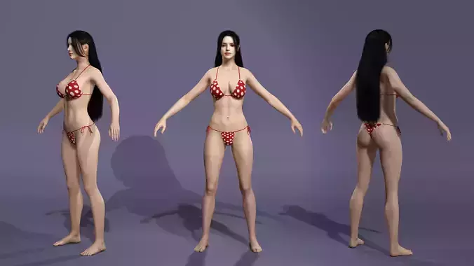 High-Quality Realistic Bikini Girl 3D Model sexy beauty woman