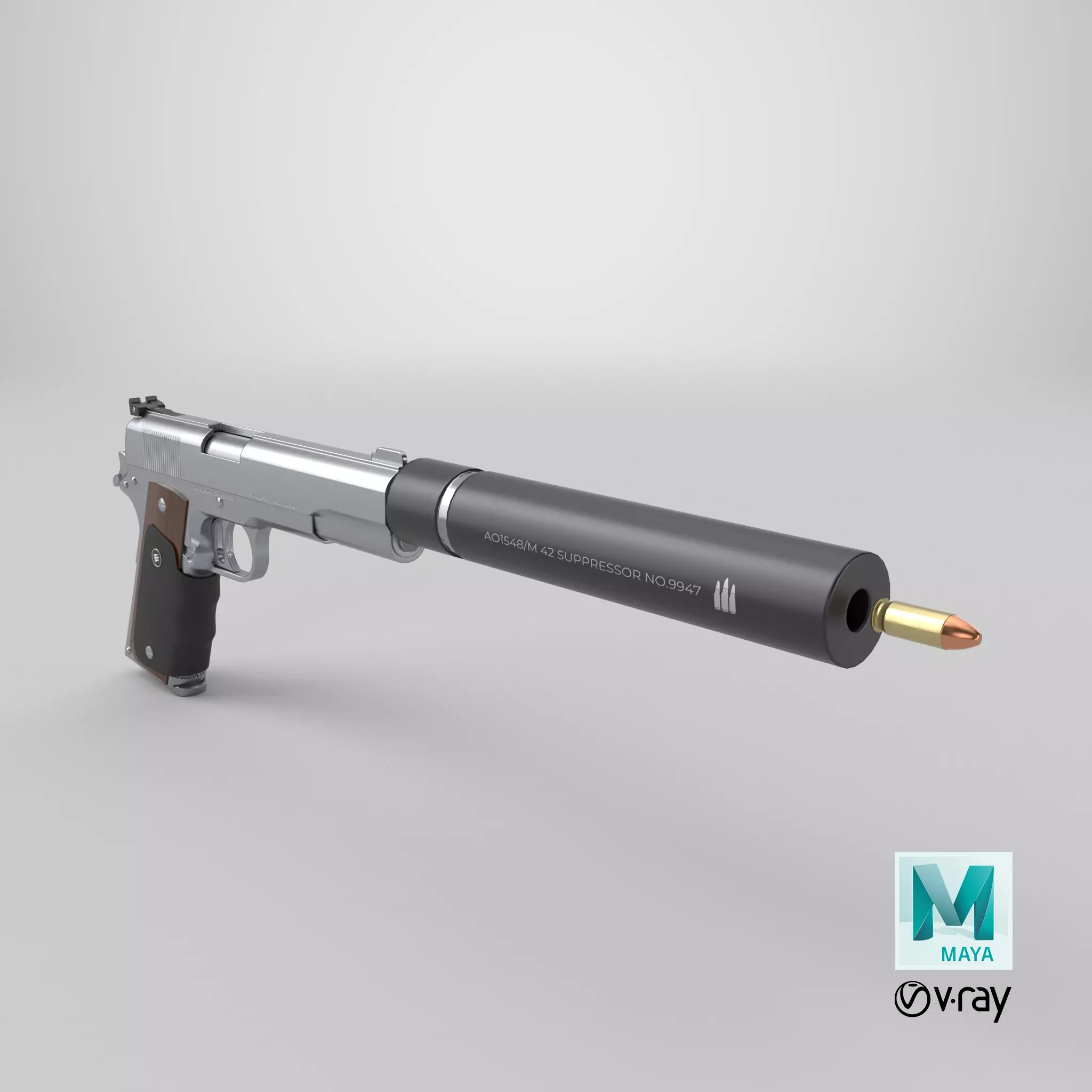 AMT Hardballer Low-poly 3D model_37