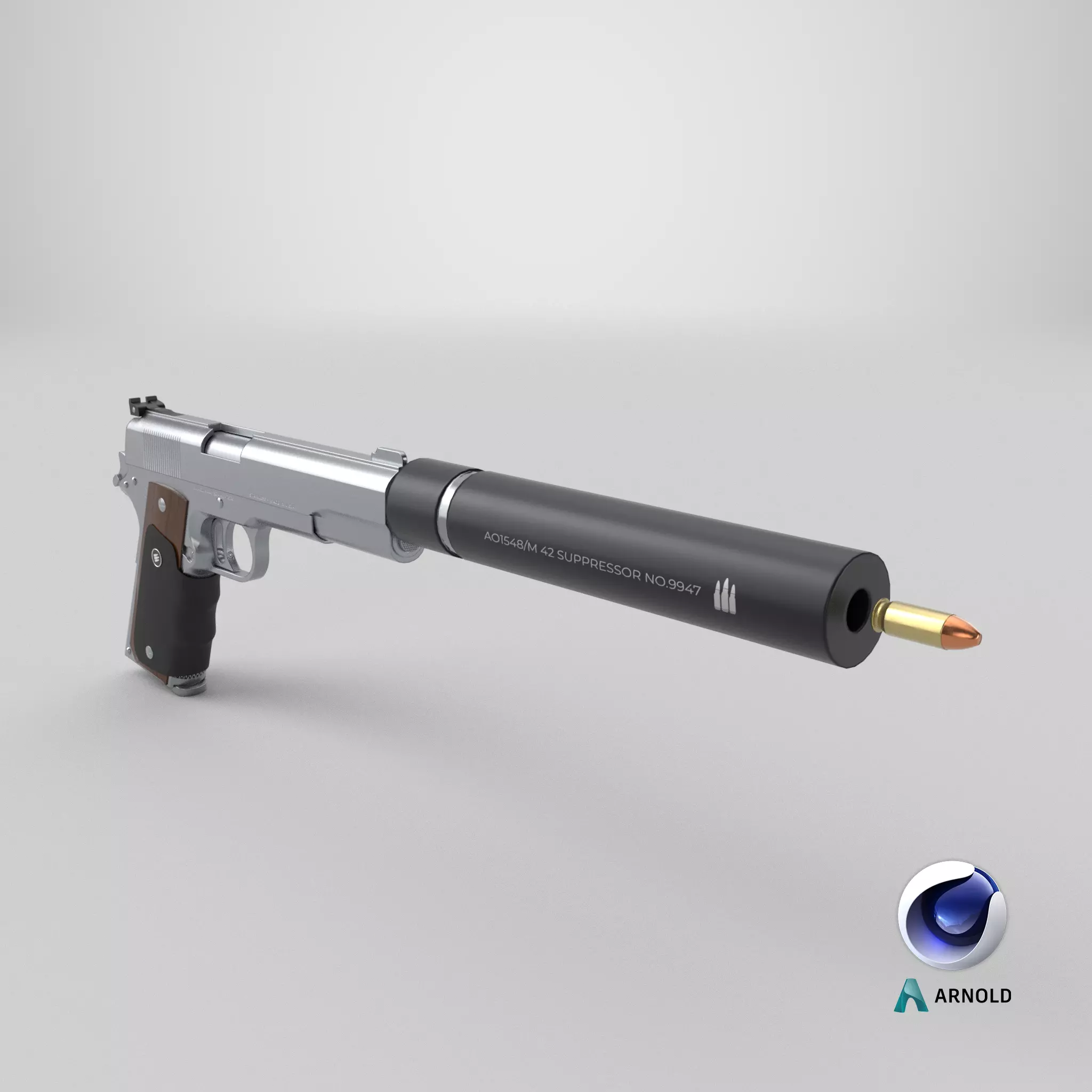AMT Hardballer Low-poly 3D model_39