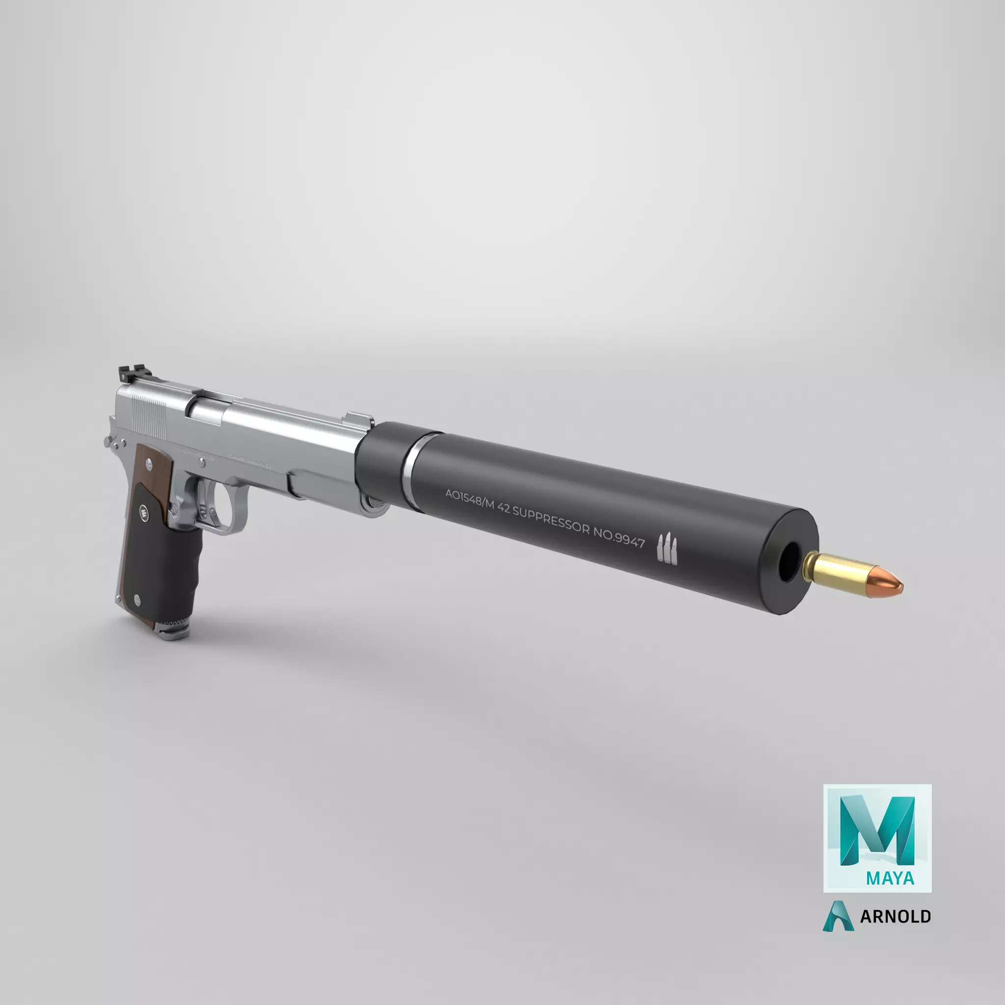 AMT Hardballer Low-poly 3D model_40