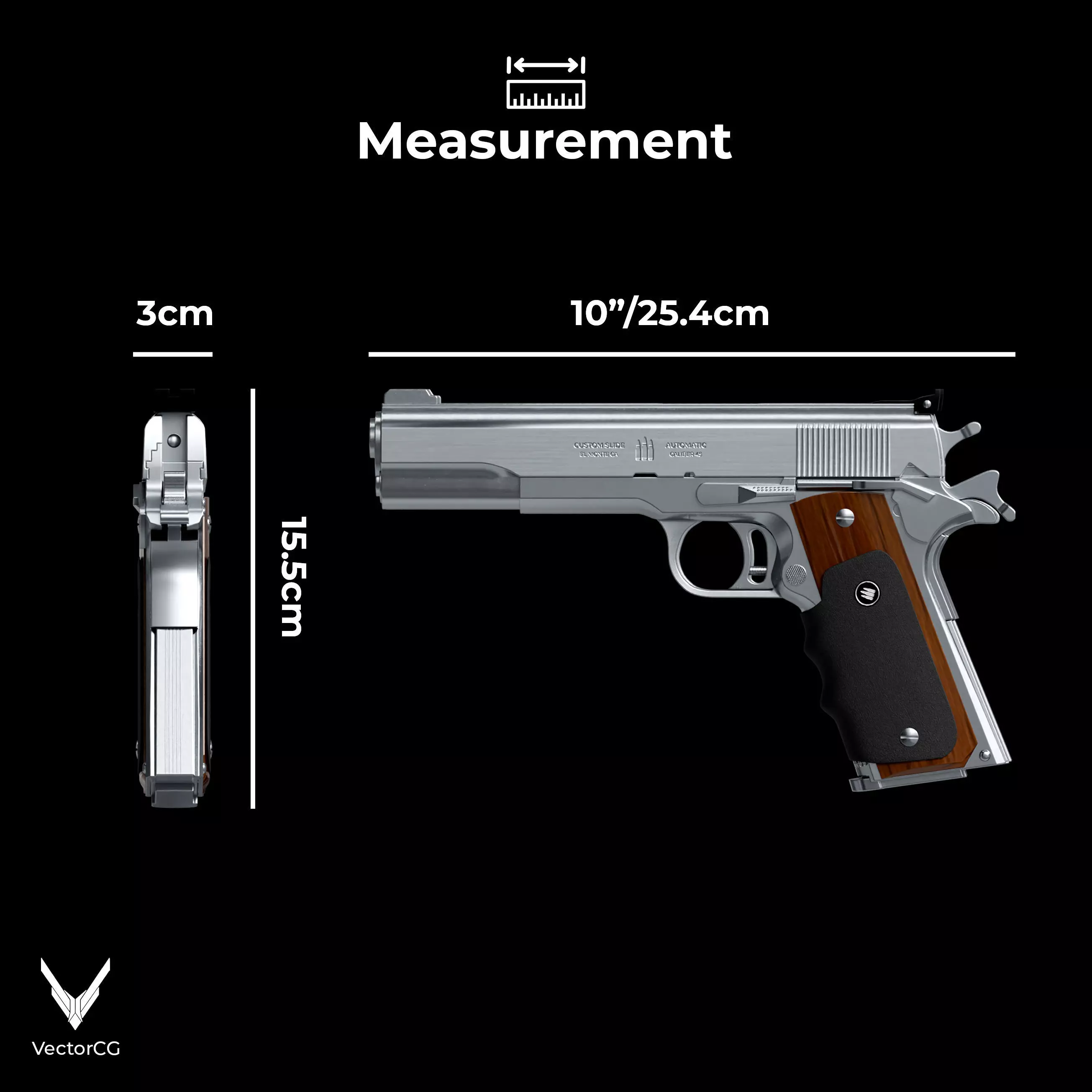 AMT Hardballer Low-poly 3D model_9