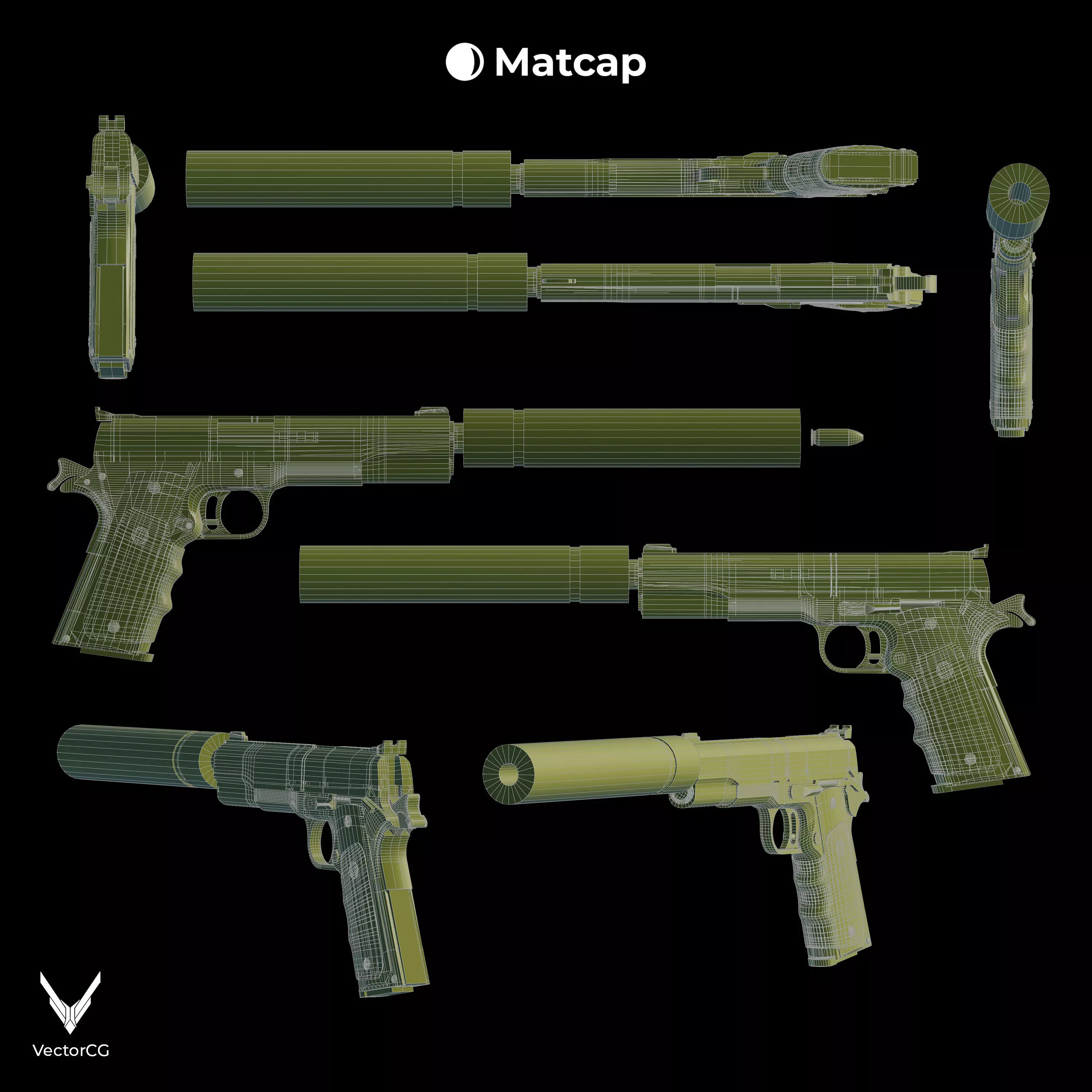 AMT Hardballer Low-poly 3D model_27