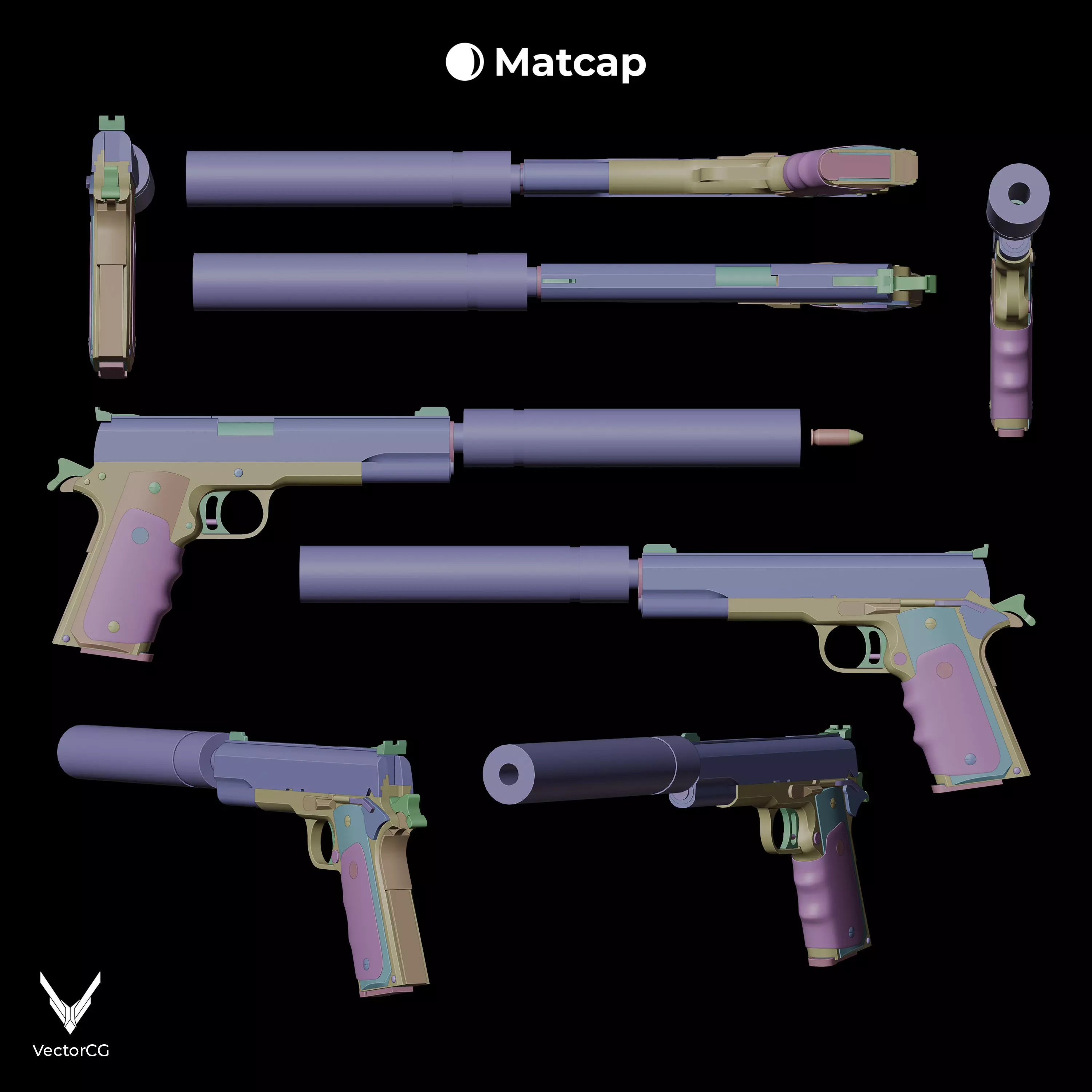 AMT Hardballer Low-poly 3D model_25