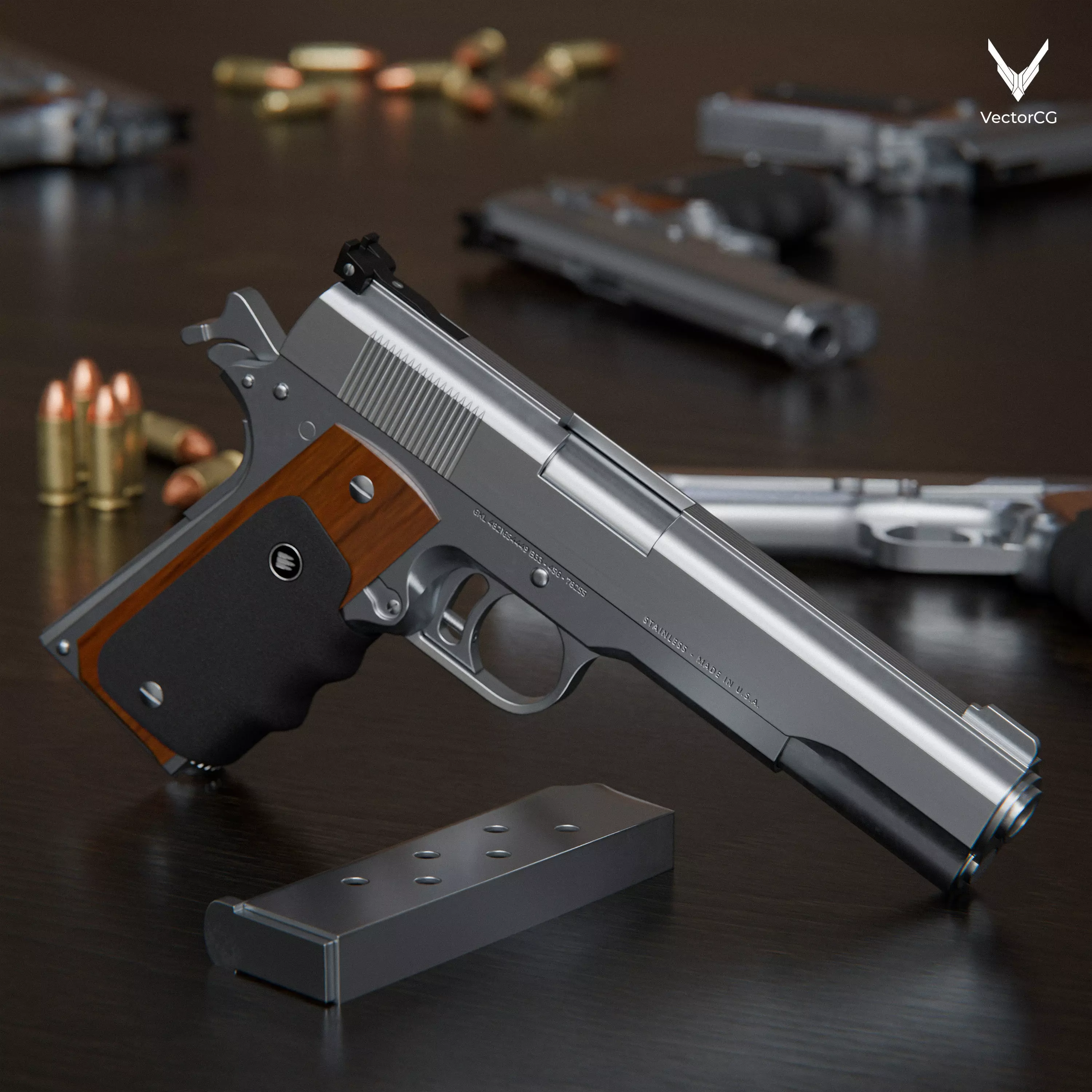 AMT Hardballer Low-poly 3D model_3