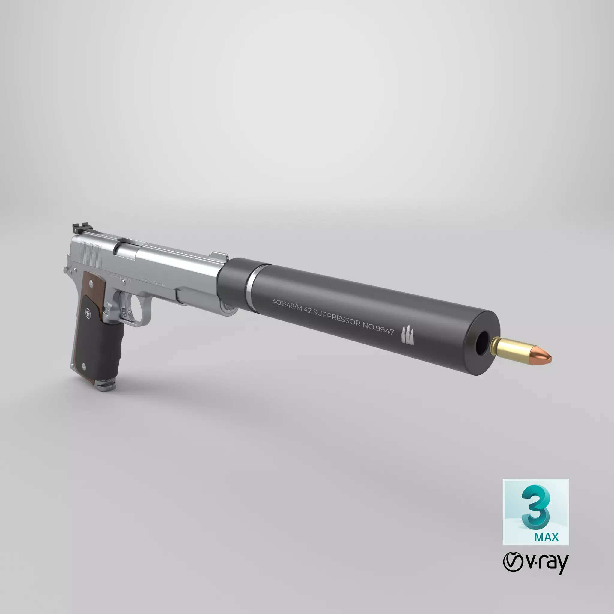 AMT Hardballer Low-poly 3D model_34
