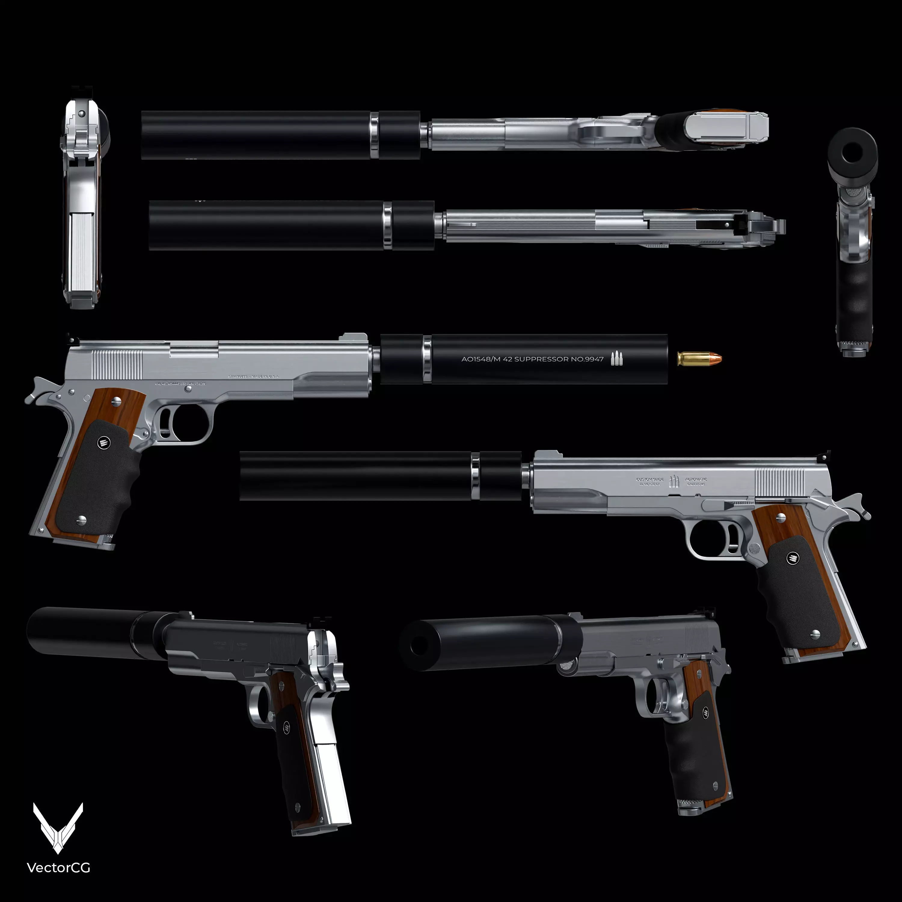 AMT Hardballer Low-poly 3D model_8