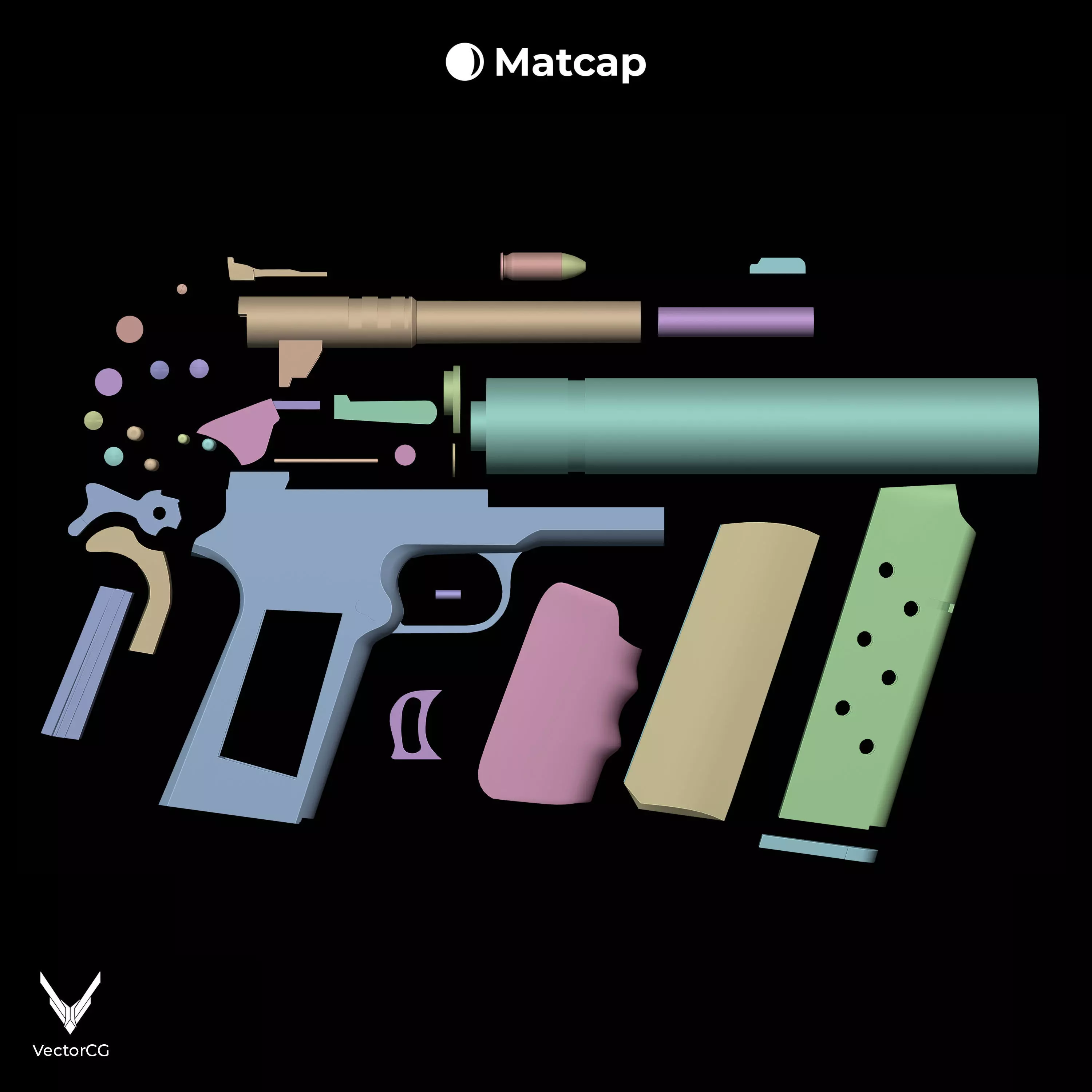 AMT Hardballer Low-poly 3D model_26