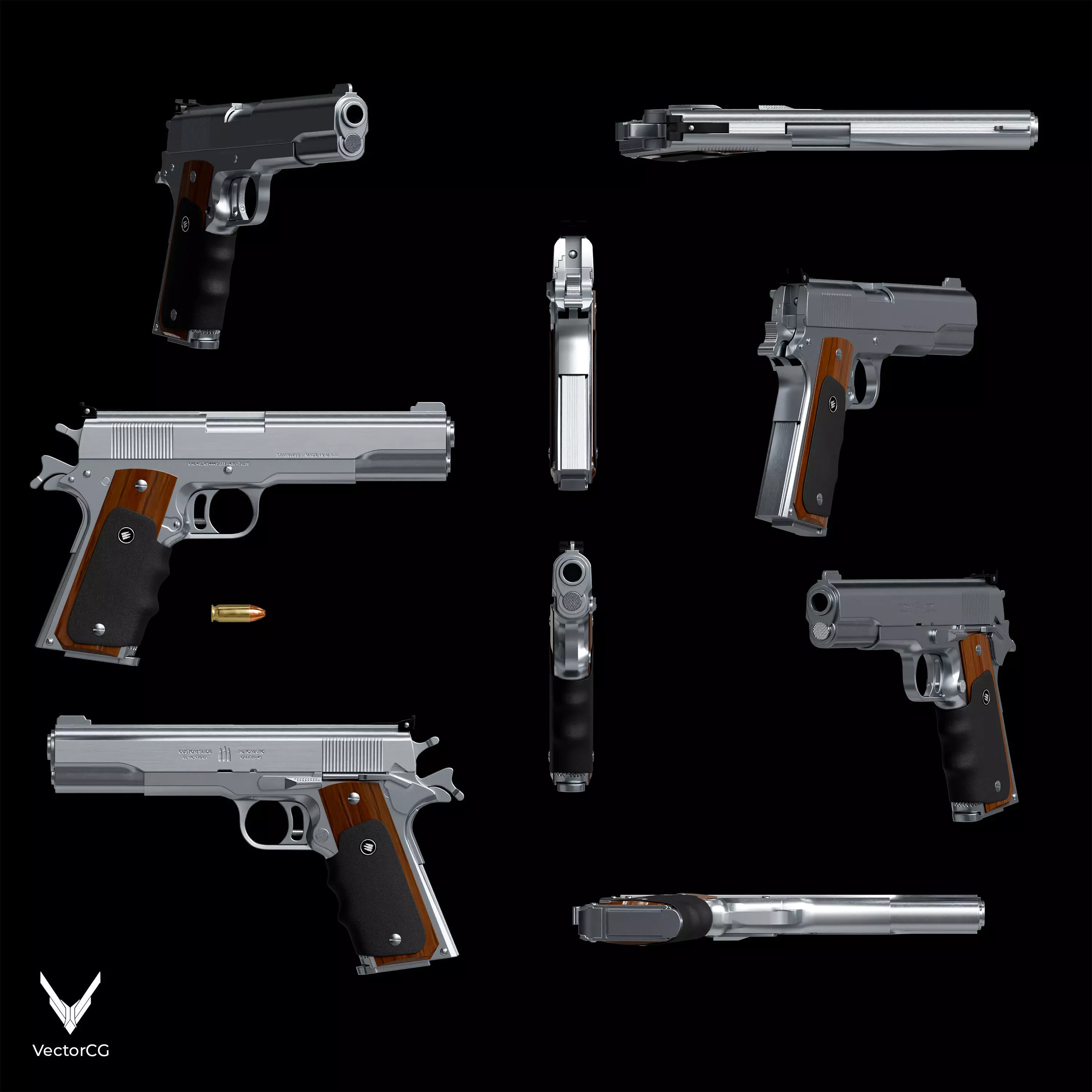 AMT Hardballer Low-poly 3D model_19