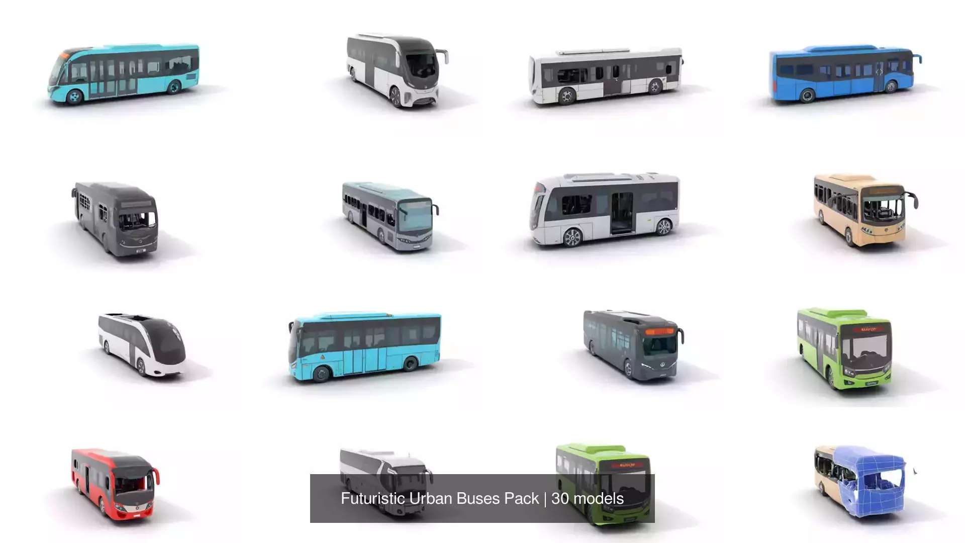 Futuristic Urban Buses Pack 3D Model Collection_35