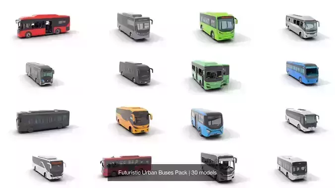 Futuristic Urban Buses Pack 3D Model Collection