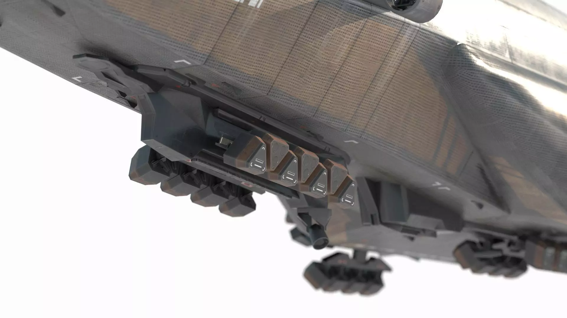 Future sci-fi style airship 3D model_8