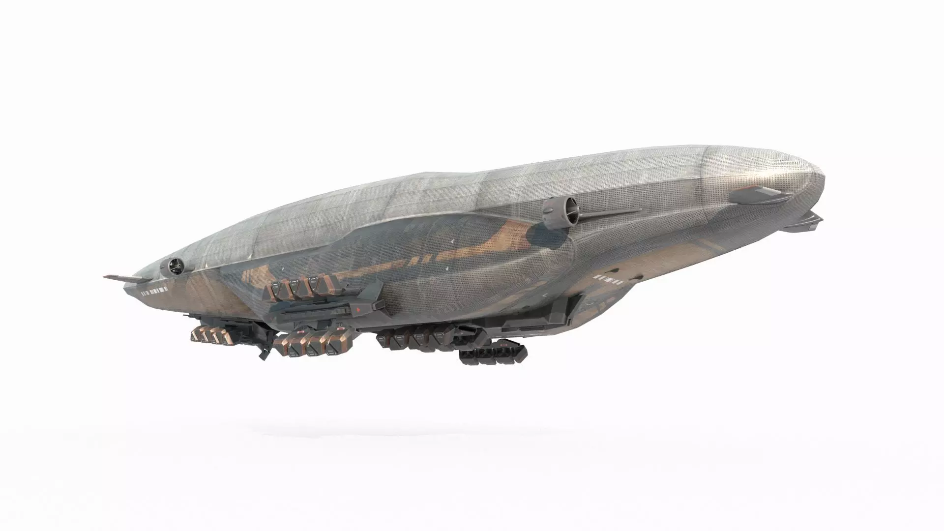 Future sci-fi style airship 3D model_2