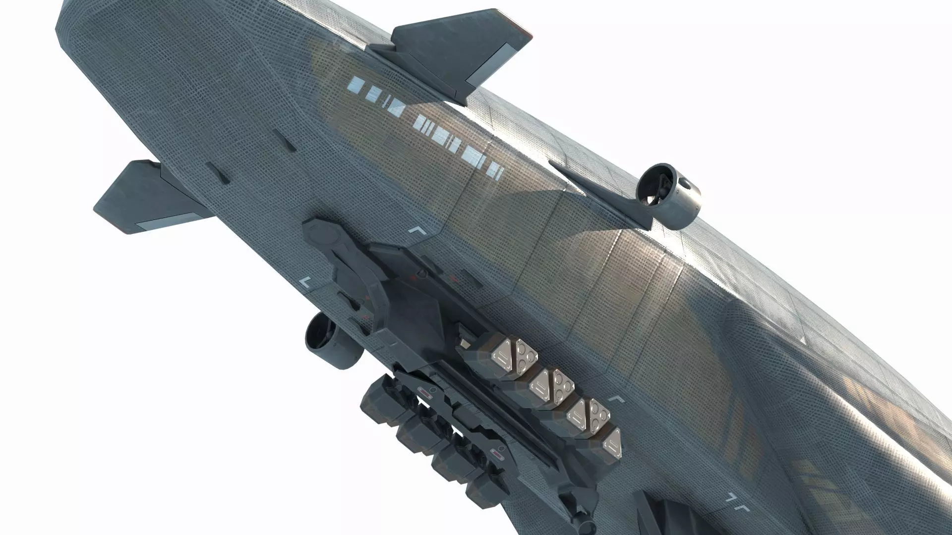 Future sci-fi style airship 3D model_1