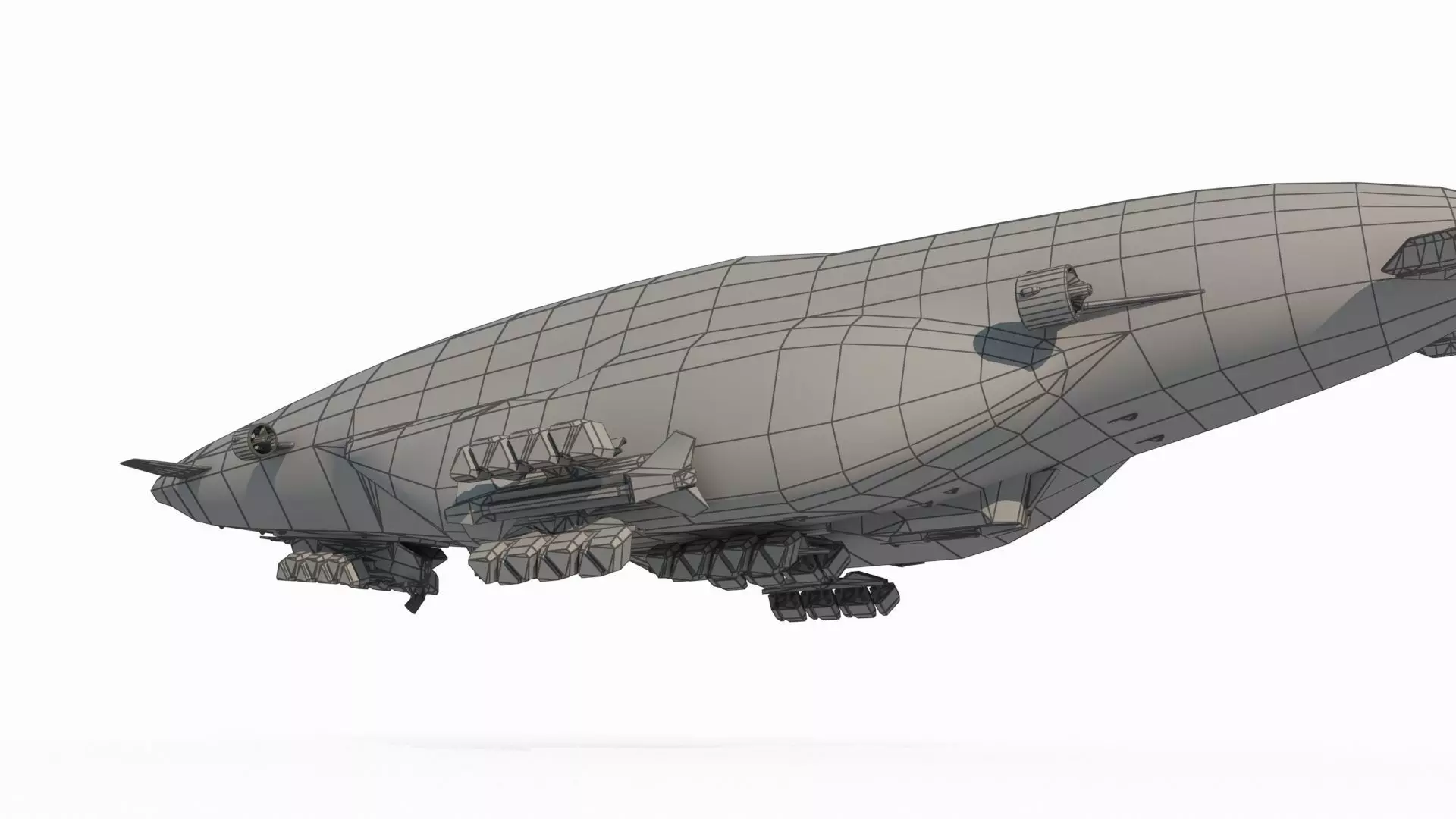 Future sci-fi style airship 3D model_6