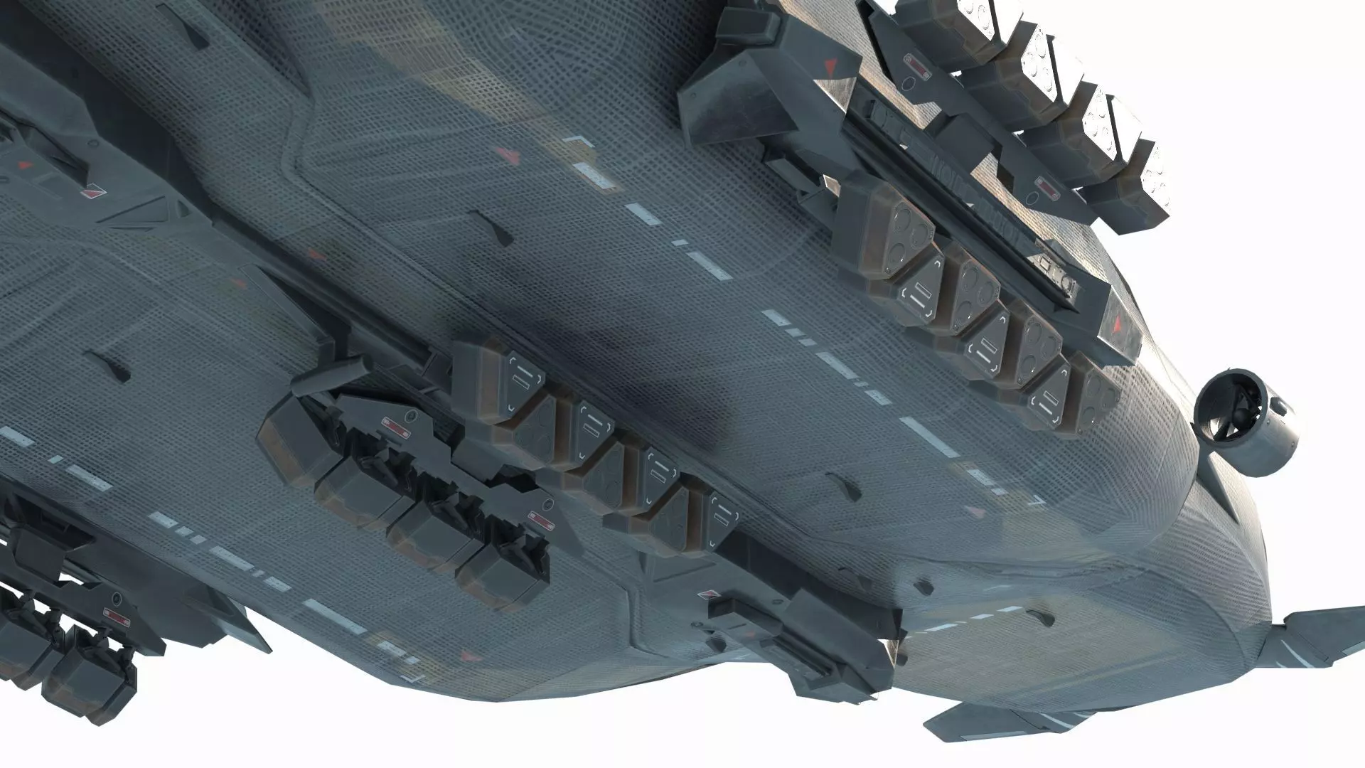 Future sci-fi style airship 3D model_9